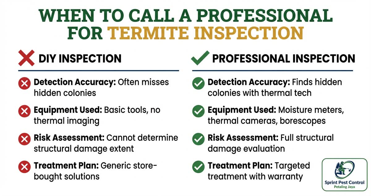 Professional vs DIY termite inspection comparison
